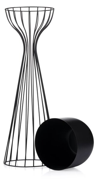 KOVOVÝ KVĚTINÁČ SE STOJÁNEM GLAM 68X20 CM ČERNÁ