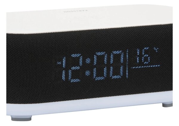 Stolní hodiny s budíkem, nabíječkou smartphonů a Bluetooth reproduktorem 6033BK Karlsson 20cm