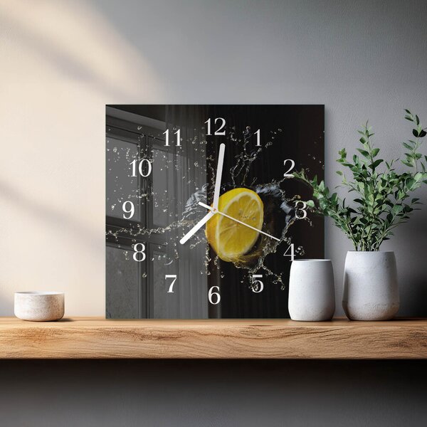 Skleněné hodiny Citronová zskb-30x30-00083215
