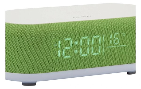 Stolní hodiny s budíkem, nabíječkou smartphonů a Bluetooth reproduktorem 6033BG Karlsson 20cm