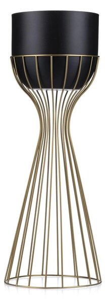 KOVOVÝ KVĚTINÁČ SE STOJÁNEM GLAM 56X20 CM ČERNÁ/ZLATÁ