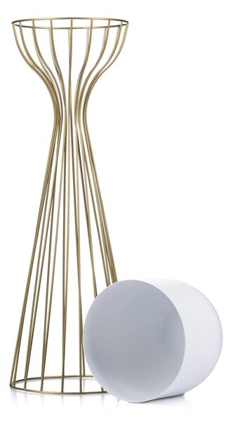 KOVOVÝ KVĚTINÁČ SE STOJÁNEM GLAM 68X20 CM BÍLÁ/ZLATÁ