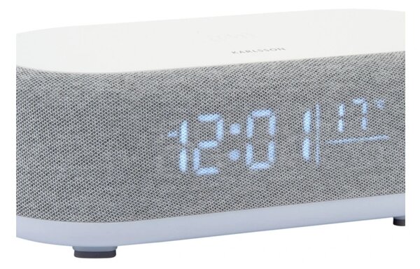 Stolní hodiny s budíkem, nabíječkou smartphonů a Bluetooth reproduktorem 6033GY Karlsson 20cm