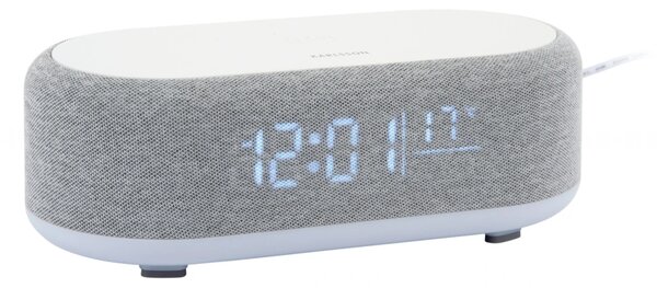 Stolní hodiny s budíkem, nabíječkou smartphonů a Bluetooth reproduktorem 6033GY Karlsson 20cm