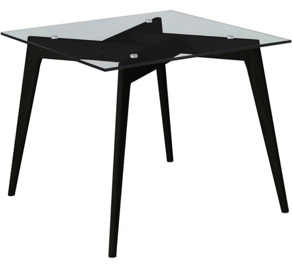 Skleněný jídelní stůl Marckeric Janis 90 x 90 cm s černou podnoží