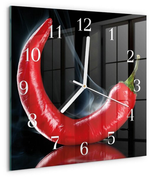 Skleněné hodiny Chilli paprička zskb-30x30-00085879