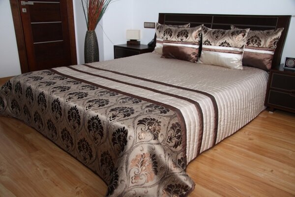 Béžové přehozy přes postel s hnědým vzorem Šířka: 170 cm | Délka: 210 cm
