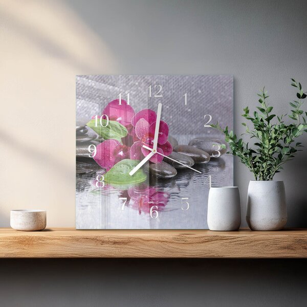 Skleněné hodiny Orchidej zskb-30x30-00086920