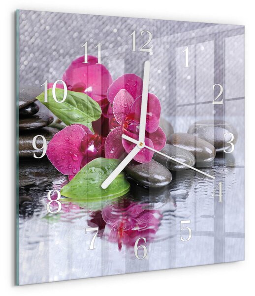 Skleněné hodiny Orchidej zskb-30x30-00086920