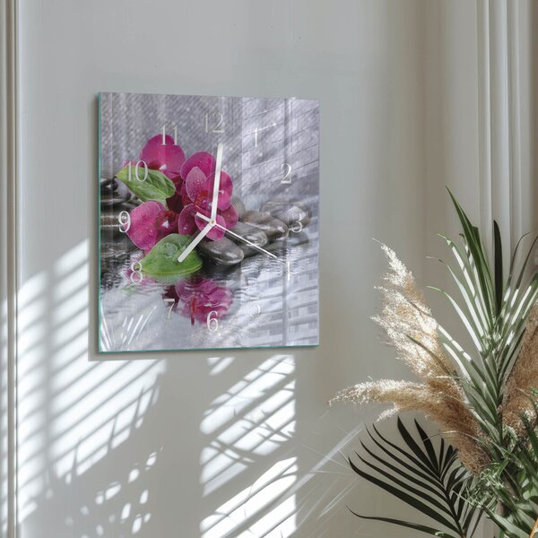 Skleněné hodiny Orchidej zskb-30x30-00086920