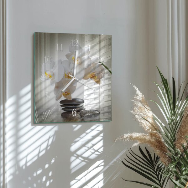 Skleněné hodiny Orchidej zskb-30x30-00058670