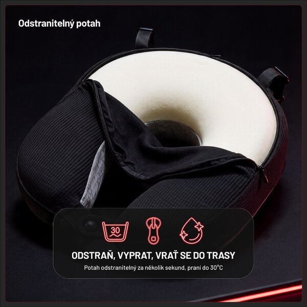 Cestovní polštář na krk, do letadla, paměťová pěna, šedo-černý: Diablo TRAVEL PILLOW