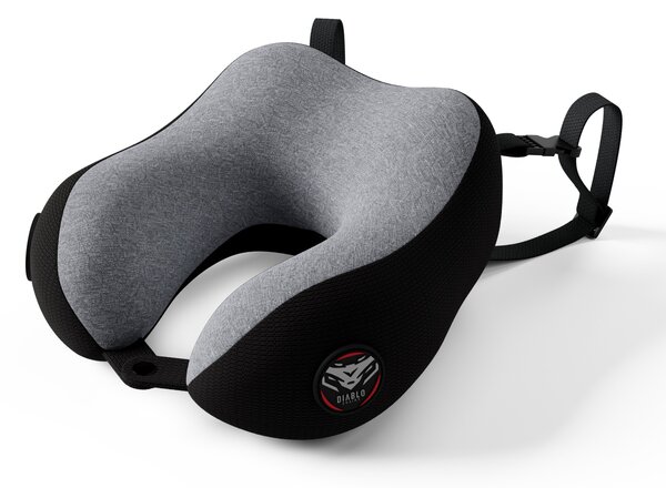 Cestovní polštář na krk, do letadla, paměťová pěna, šedo-černý: Diablo TRAVEL PILLOW