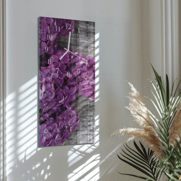 Skleněné hodiny vertikální Květiny zsppb-30x60-00091746