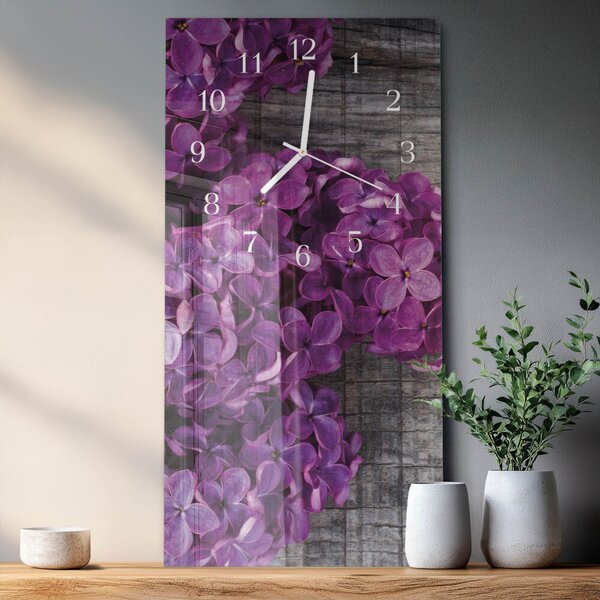 Skleněné hodiny vertikální Květiny zsppb-30x60-00091746
