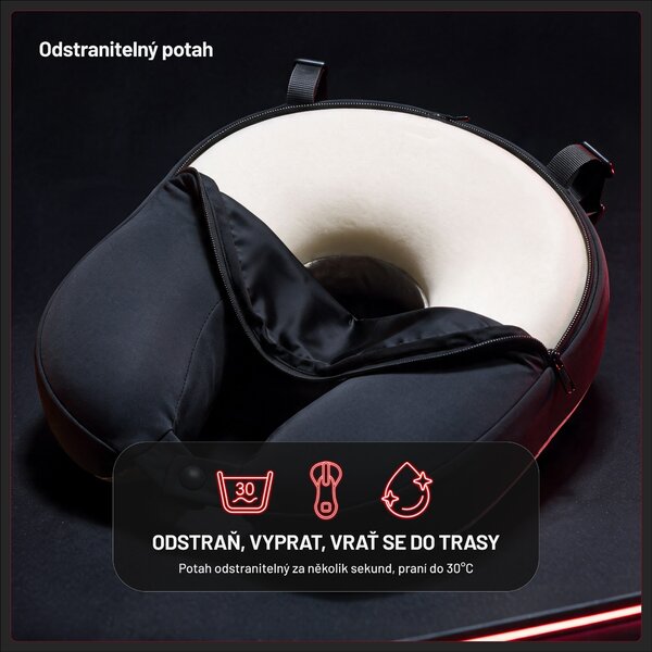 Cestovní polštář na krk, do letadla, paměťová pěna, černý: Diablo TRAVEL PILLOW