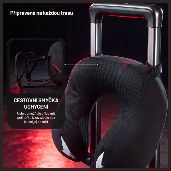 Cestovní polštář na krk, do letadla, paměťová pěna, černý: Diablo TRAVEL PILLOW