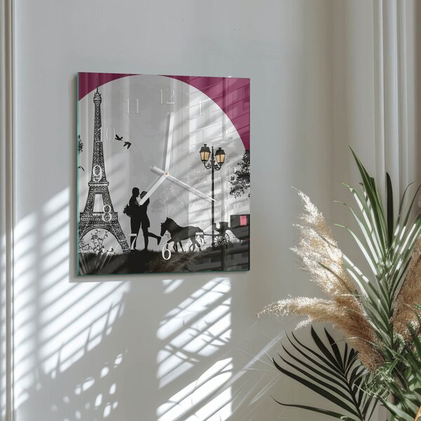 Skleněné hodiny Láska k Paříži zskb-30x30-00085888