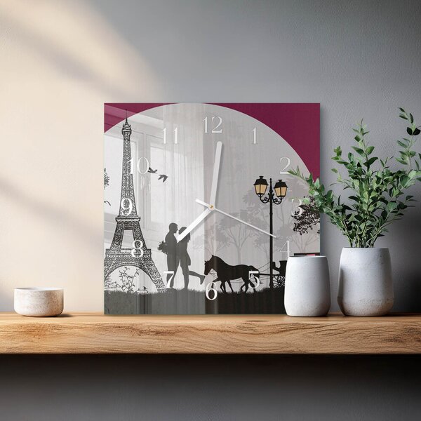Skleněné hodiny Láska k Paříži zskb-30x30-00085888