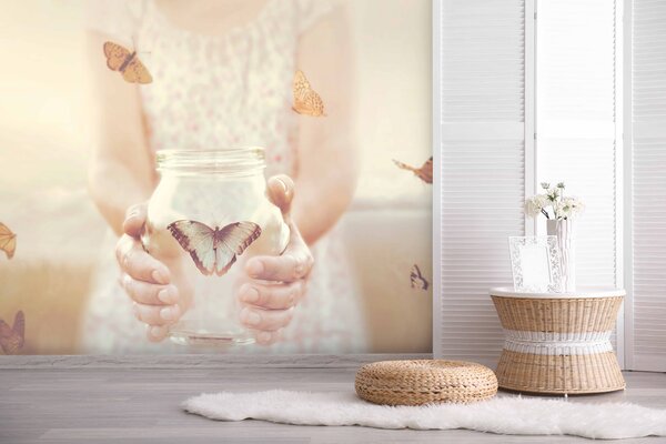 Malvis ® Tapeta Motýl v lahvi Vel. (šířka x výška): 144 x 105 cm