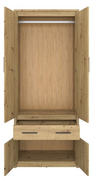 Skříň čtyřdveřová se zásuvkou Ayson 86x210x50 cm Dub artisan