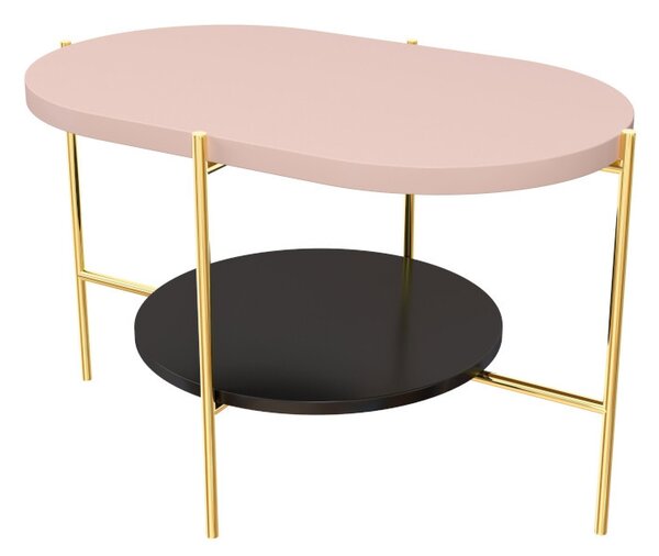 Konferenční stolek RING, 80x50x50, růžová/zlatá