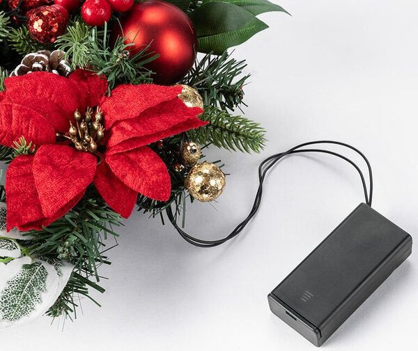 Vánoční věnec POINSETTIA s LED osvětlením, 30 cm