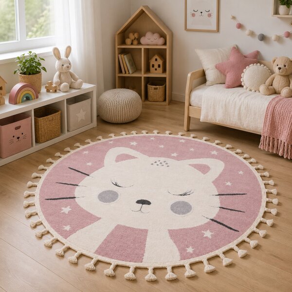 Koberec SKANDI KIDS A1096A růžový / krémový kruh