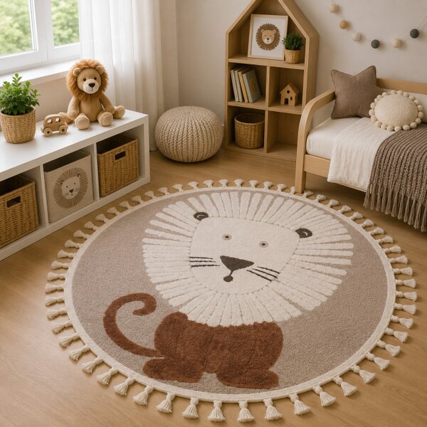 Koberec SKANDI KIDS A1095A béžový / oranžový kruh