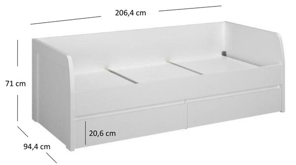 Postel 2s/90x200 s roštem bílá Erden