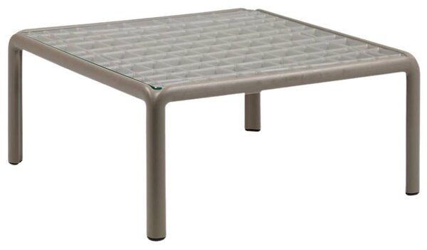 Nardi Šedo hnědý plastový zahradní konferenční stolek Komodo Tavolino Vetro 70 x 70 cm