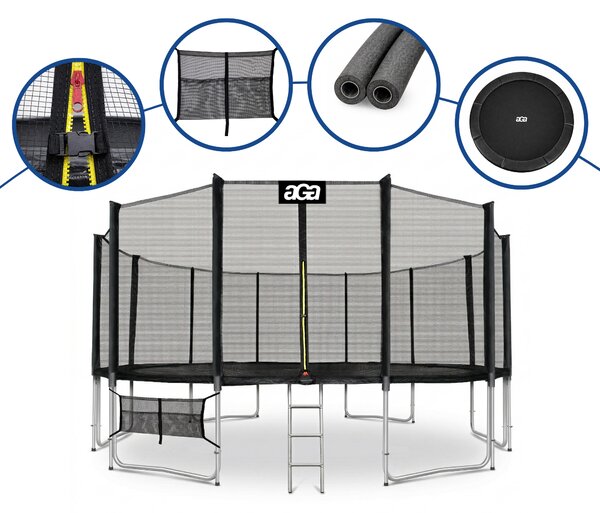 Trampolína Aga SPORT PRO 518 cm Černá + ochranná síť