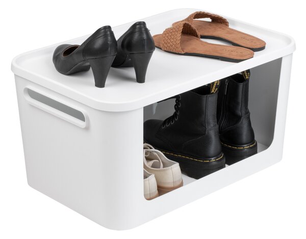SMARTSTORE Úložný box s otevřenou přední hranou, MODULE, s víkem, bílý - 59,5 × 39,5 × 30 cm