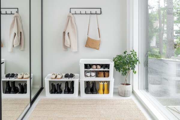 SMARTSTORE Úložný box s otevřenou přední hranou, MODULE, s víkem, bílý - 59,5 × 39,5 × 30 cm