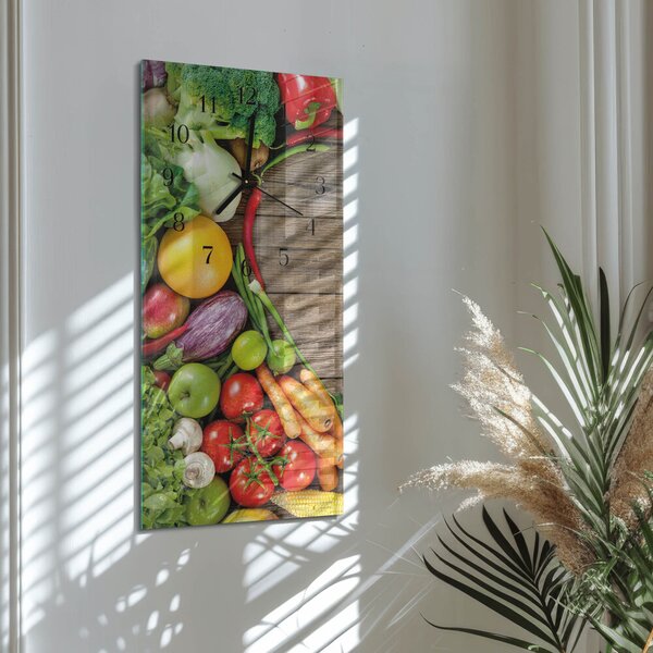Skleněné hodiny vertikální Zelenina zsppc-30x60-00182808