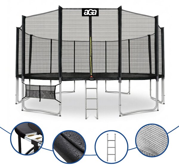 Trampolína Aga SPORT PRO 518 cm Černá + ochranná síť