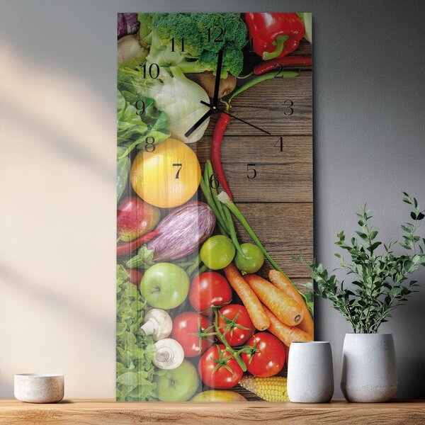 Skleněné hodiny vertikální Zelenina zsppc-30x60-00182808