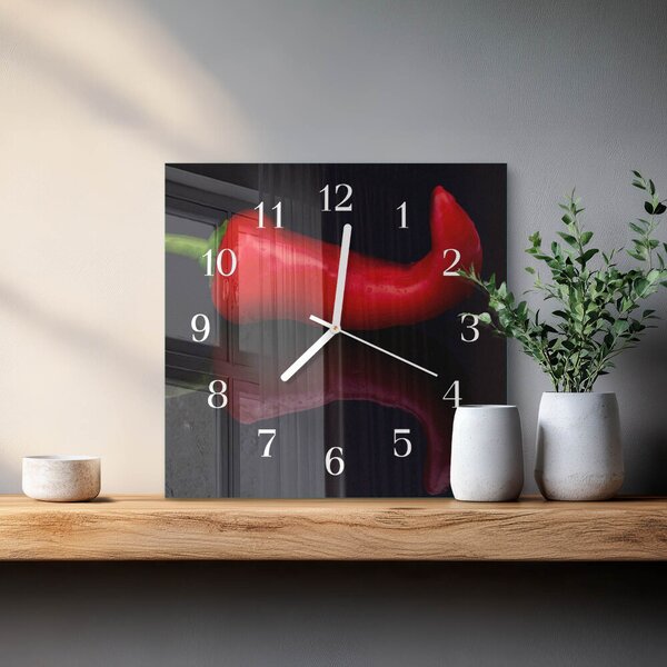 Skleněné hodiny Chilli papričky zskb-30x30-00090458