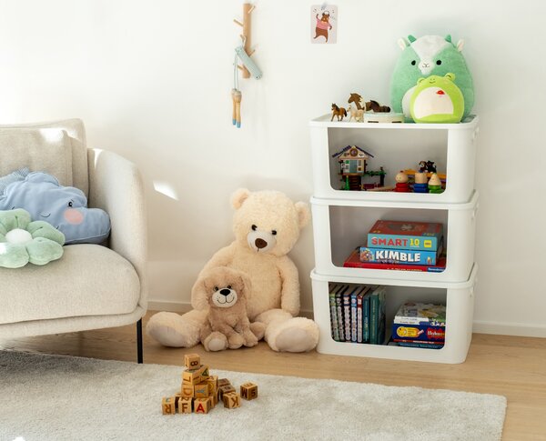 SMARTSTORE Úložný box s otevřenou přední hranou, MODULE, s víkem, bílý - 59,5 × 39,5 × 30 cm