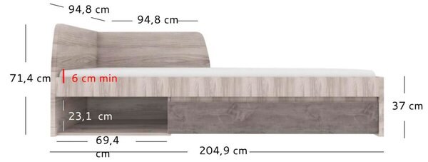 Postel 90x200 s roštem kaštan nairobi / onyx Jazz