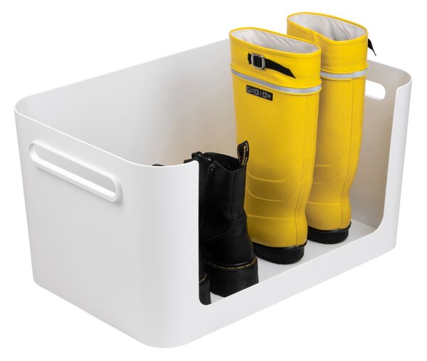 SMARTSTORE Úložný box s otevřenou přední hranou, MODULE, s víkem, bílý - 59,5 × 39,5 × 30 cm