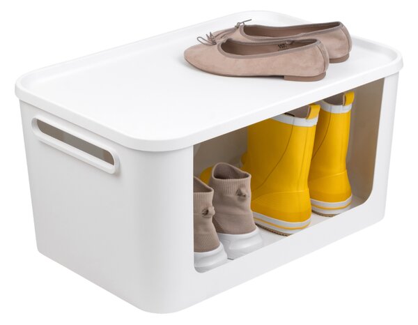 SMARTSTORE Úložný box s otevřenou přední hranou, MODULE, s víkem, bílý - 59,5 × 39,5 × 30 cm