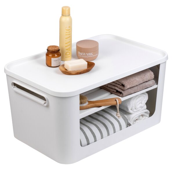 SMARTSTORE Úložný box s otevřenou přední hranou, MODULE, s víkem, bílý - 59,5 × 39,5 × 30 cm