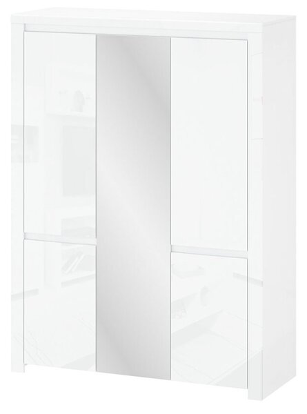 Skříň pětidveřová se zrcadlem Lingo 151x202x56 cm Bílý lesk