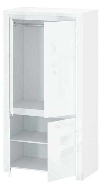 Skříň čtyřdveřová Lingo 106x202x56 cm Bílý lesk