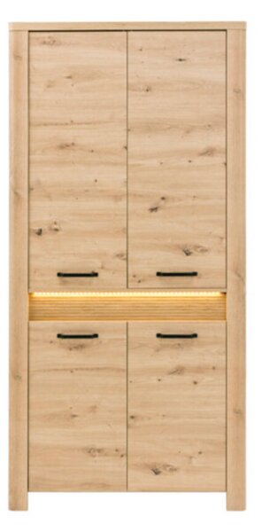 Skříň čtyřdveřová s led osvětlením Moris 96x200x60 cm Dub artisan