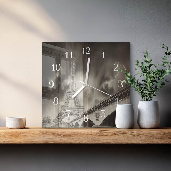 Skleněné hodiny Paříž zskb-30x30-00083694