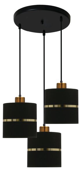 Candellux ASSAM Lustr lamp black+golden 3X60W E27 black lampshade+golden stripe