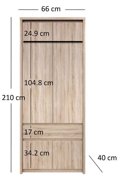Skříň čtyřdveřová se zásuvkou Norton 66x210x40 cm Dub sonoma