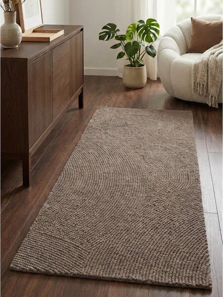Taupe ručně tkaný vlněný běhoun 80x200 cm Calmio – Hanse Home